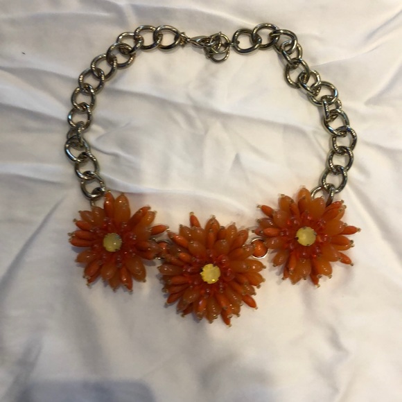 Big floral Orange Bib Necklace